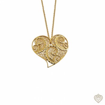 Colar Filigrana Saudade Prata  Dourada