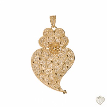 Coração Filigrana Saudade - Alma   PRATA DOURADA