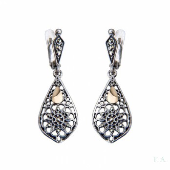 BRINCOS  PRATA E OURO 9K C/ MARCACITES