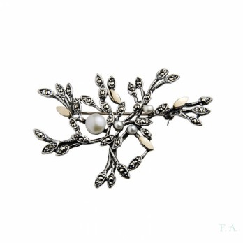 ALFINETE F.A. C/MARCACITES   PRATA E OURO 9K