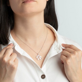 COLAR MUNDO LOTUS SILVER LP1898-1/1 PRATA, MULHER
