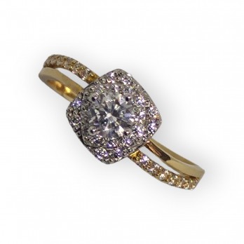 ANEL OURO 19K COM ZIRCÓNIAS