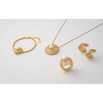 Pulseira Prata Dourada Majorica  Etna