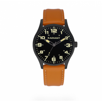 RELÓGIO RADIANTHENNIKER 42MM BLACK DIAL BROWN STRAP