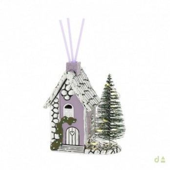 MINI CASINHA DE NATAL PERFUMADOR COM ÁRVORE DE LED  PVD PRAT