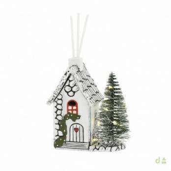 MINI CASINHA DE NATAL PERFUMADOR COM ÁRVORE DE LED  PVD PRAT