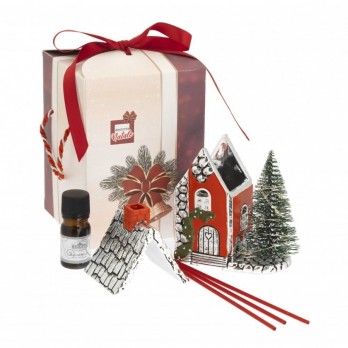 MINI CASINHA DE NATAL PERFUMADOR COM ÁRVORE DE LED  PVD PRAT